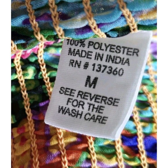 Live 4 Truth Blouse Womens M Boho Bell Sleeve Crop Smocked Colorful Indie Hippie - Picture 9 of 9